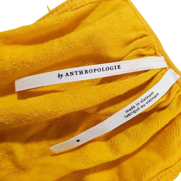 Anthropologie Mustard Yellow Textured Henley Style Button‎ Front Tank Top in M - Picture 7 of 9